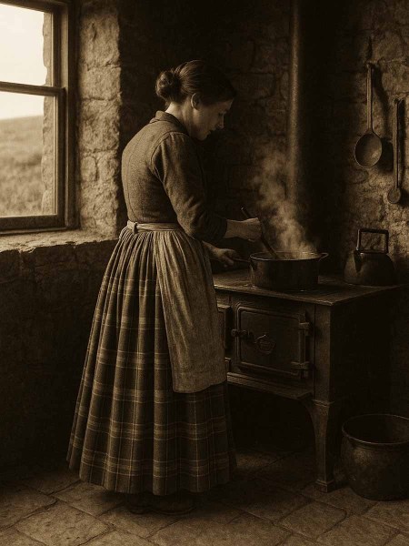 Winter-wool-skirt-in-Scottish-tartan-fabric