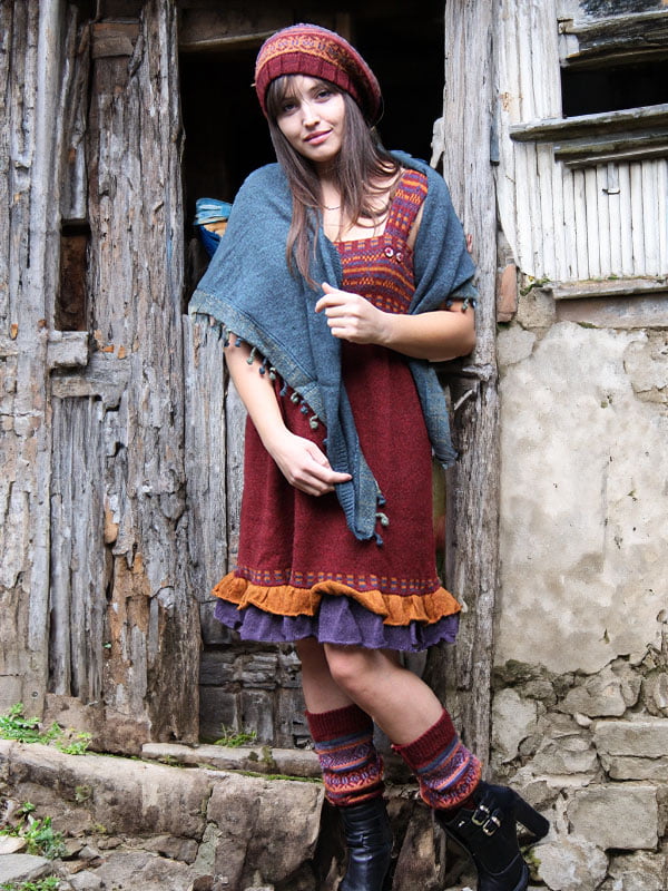 Women's winter outfit Heels and wool leg warmers