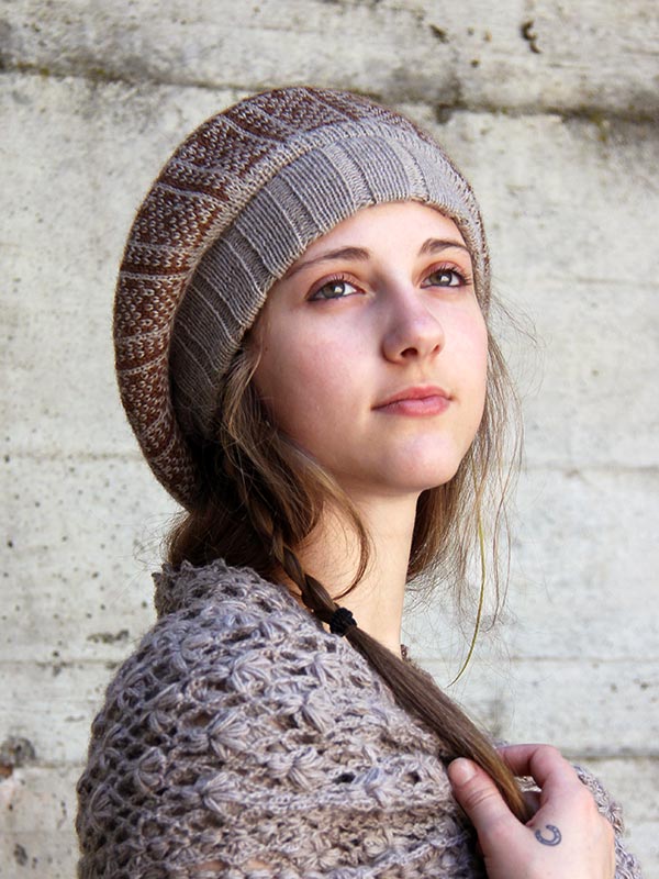 French beret for winter, worn by a beautiful girl