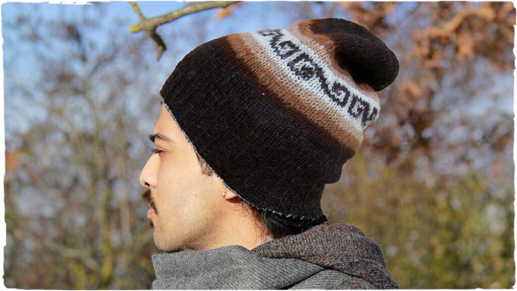 Mens beanie hat of alpaca wool