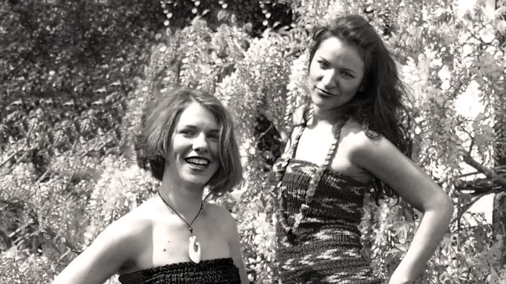 boho clothing old black and white photo of two young women with bohemian clothing